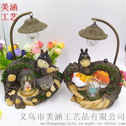 美涵廠家直銷 創(chuàng)意日式Zakka風(fēng)龍貓小夜燈，精美樹脂工藝品，理想學(xué)生禮品
